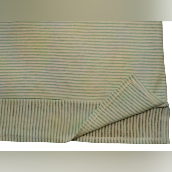 Chico's -NWT Shadow Striped Sleeveless Tunic Top, Lined Inside Front, White/Aqua - Picture 7 of 14